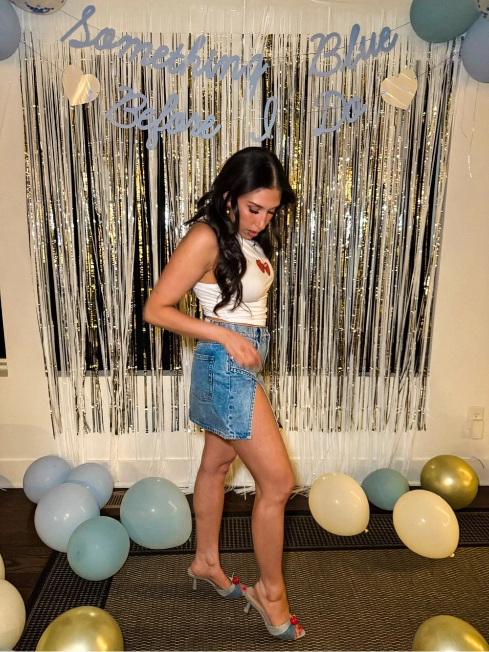 GRLFRND Denim Double Slit Mini Skirt